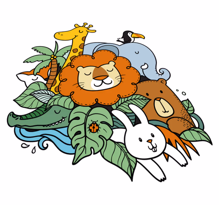 Animal vinyl rug playful animal design - TenStickers
