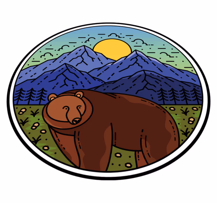 Animal vinyl rug bear in a landscape - TenStickers