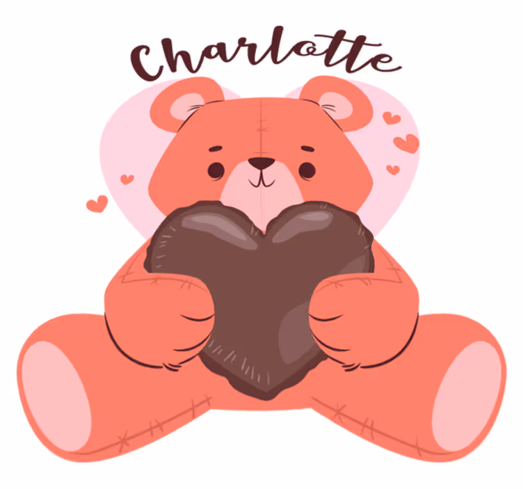 Cute bear holding heart animal vinyl rug - TenStickers