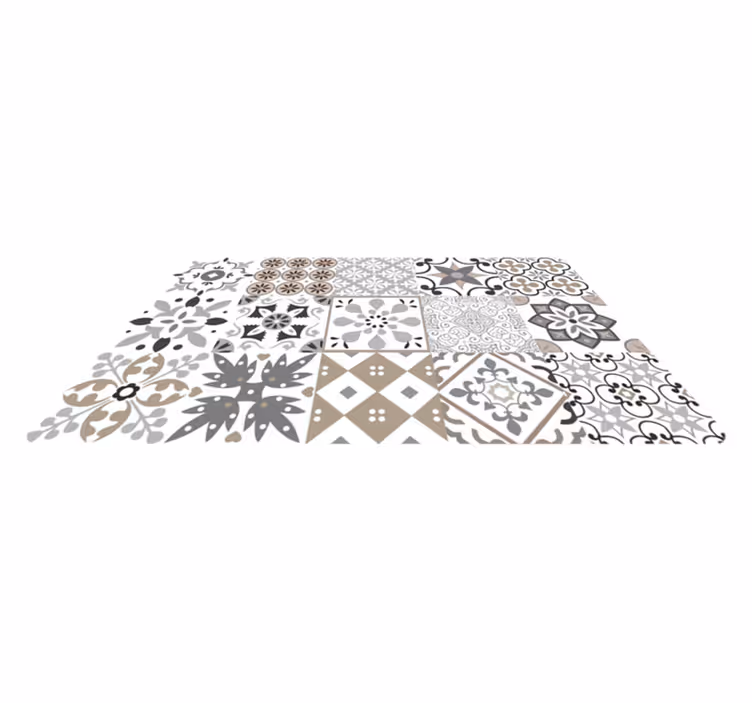 Kitchen vinyl rug geometric tile mosaic - TenStickers