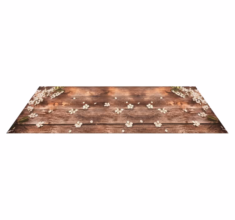 Kitchen vinyl rug floral wood design - TenStickers