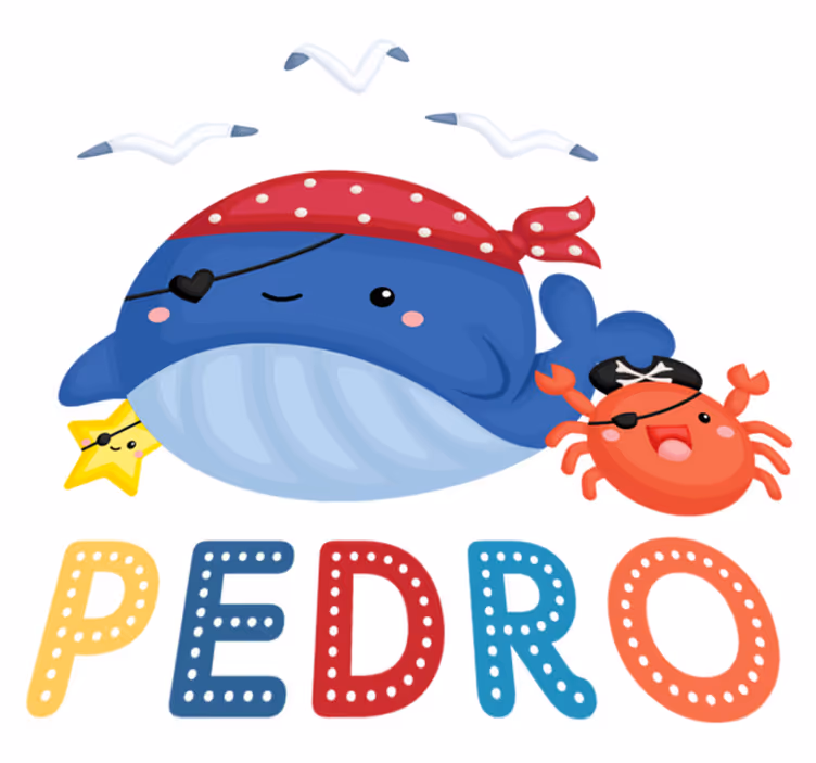 Animal vinyl rug cute pirate whale - TenStickers