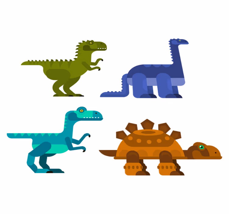 Animal vinyl rug colorful dinosaurs in motion - TenStickers