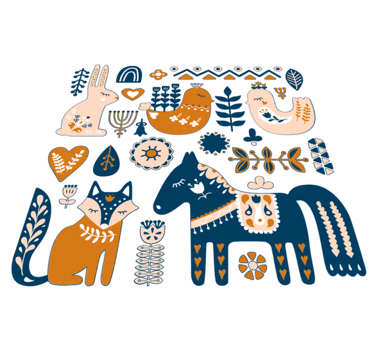 Animal vinyl rug with colorful animal art - TenStickers