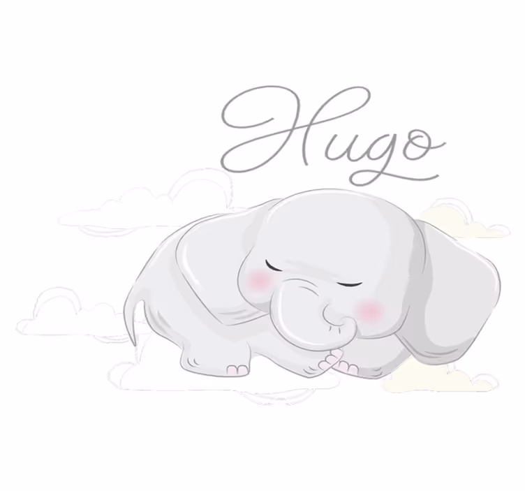 Animal vinyl rug sleeping elephant in clouds with name - TenStickers