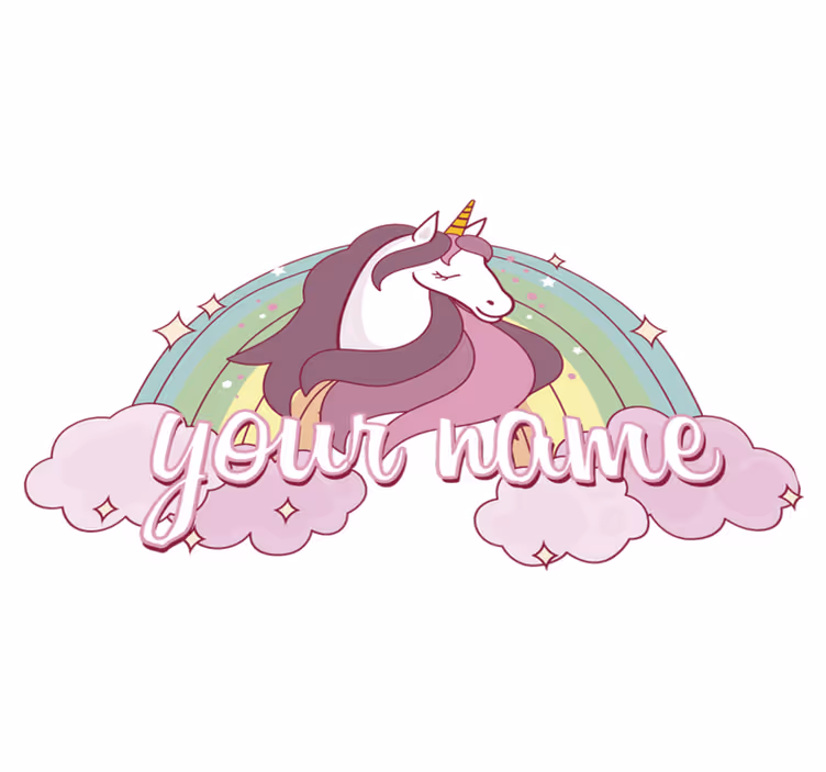 Pink unicorn personalized animal vinyl rug - TenStickers