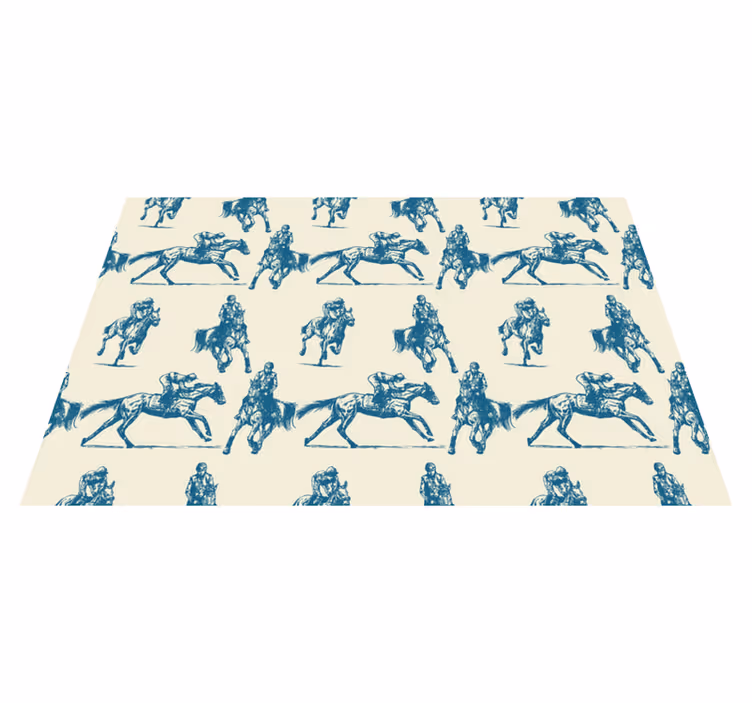 Blue and beige horse pattern animal vinyl rug - TenStickers