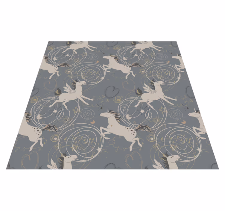 Animal vinyl rug with pegasus unicorns on dark backdrop - TenStickers