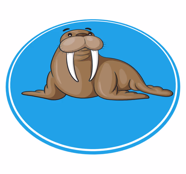 Cute walrus character animal vinyl rug - TenStickers
