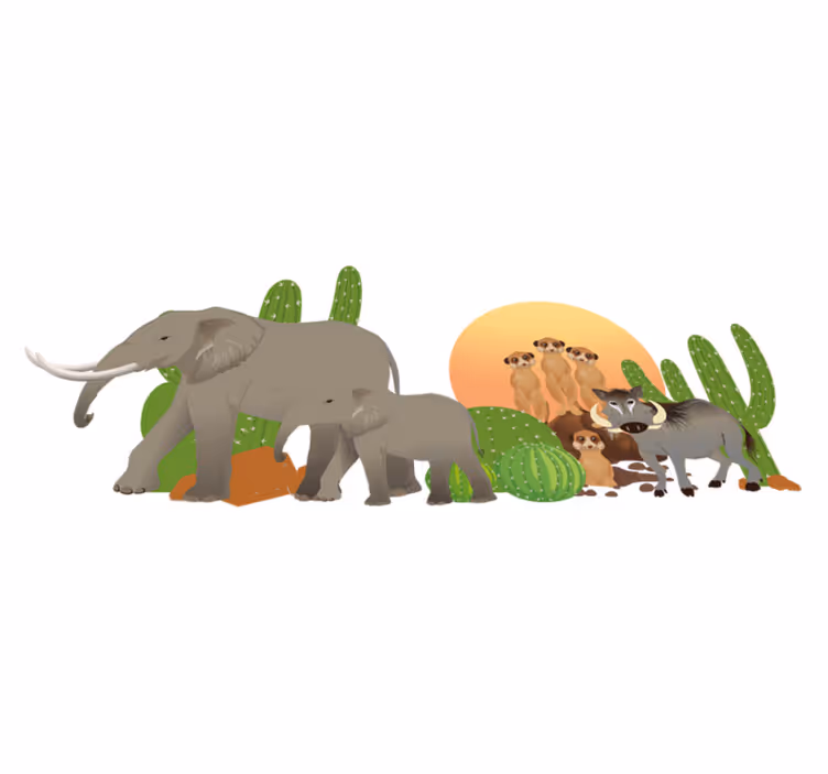 Safari animal scene animal vinyl rug - TenStickers