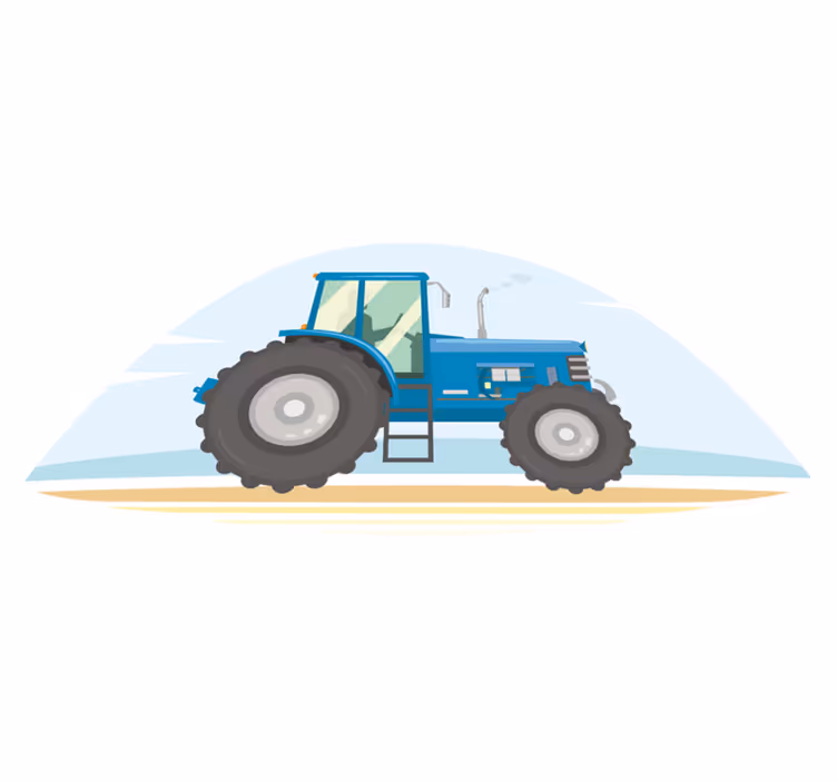 Animal vinyl rug blue tractor design - TenStickers