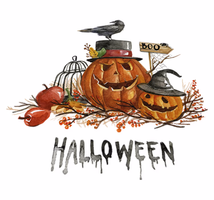 Halloween vinyl rug with scary pumpkins design - TenStickers