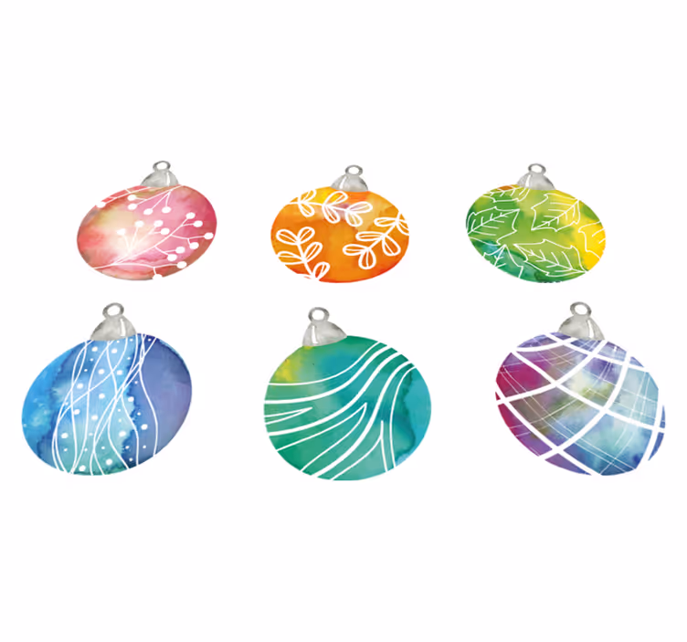 Christmas vinyl rug watercolor christmas ornaments - TenStickers