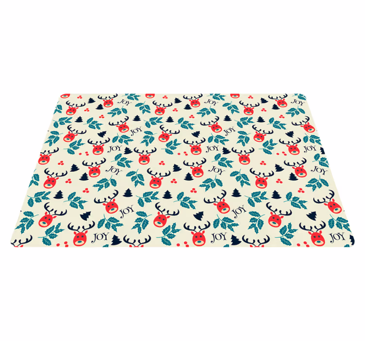 Christmas vinyl rug joy and reindeer design - TenStickers
