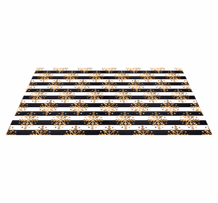 Christmas vinyl rug with golden snowflakes on stripes - TenStickers