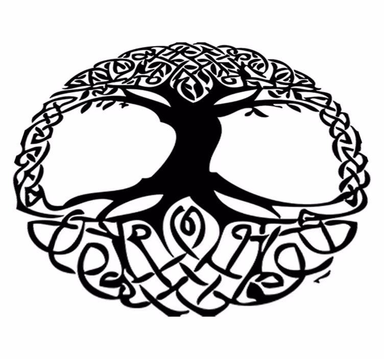 Vinyl rug flowers celta black tree design - TenStickers