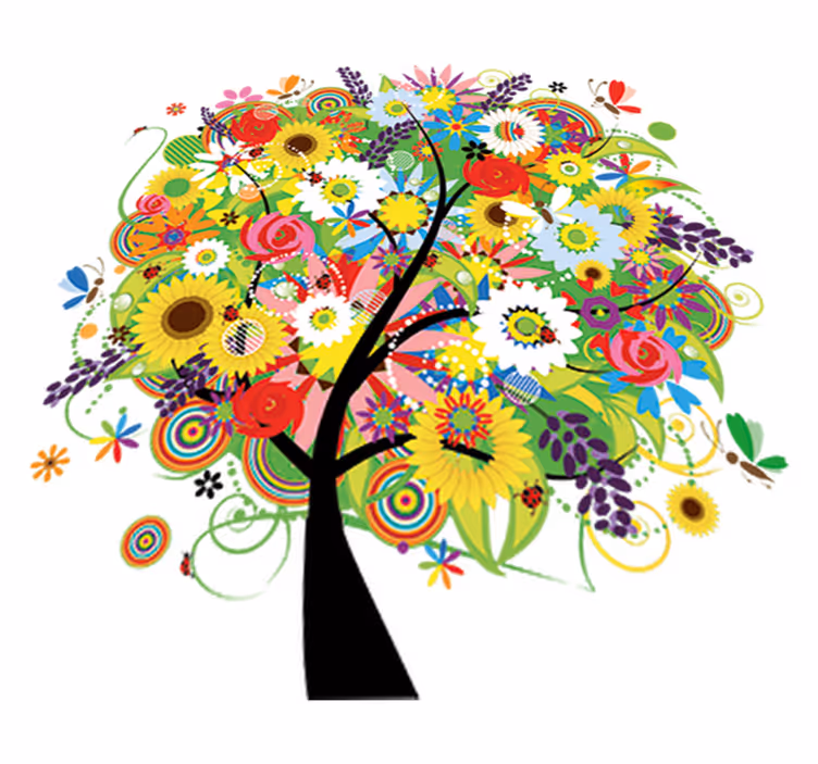 Vinyl rug flowers summer tree - TenStickers