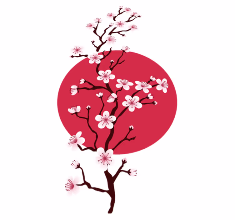 Vinyl rug flowers cherry blossom branches - TenStickers