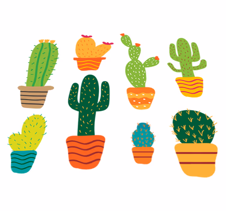 Vinyl rug flowers colorful cactus set - TenStickers