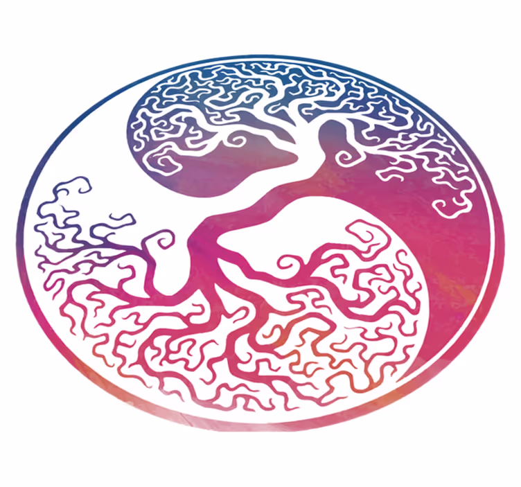 Vinyl rug flowers yin yang tree of life - TenStickers