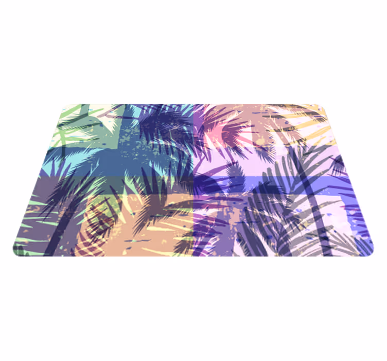 Vinyl rug flowers retro palm design - TenStickers