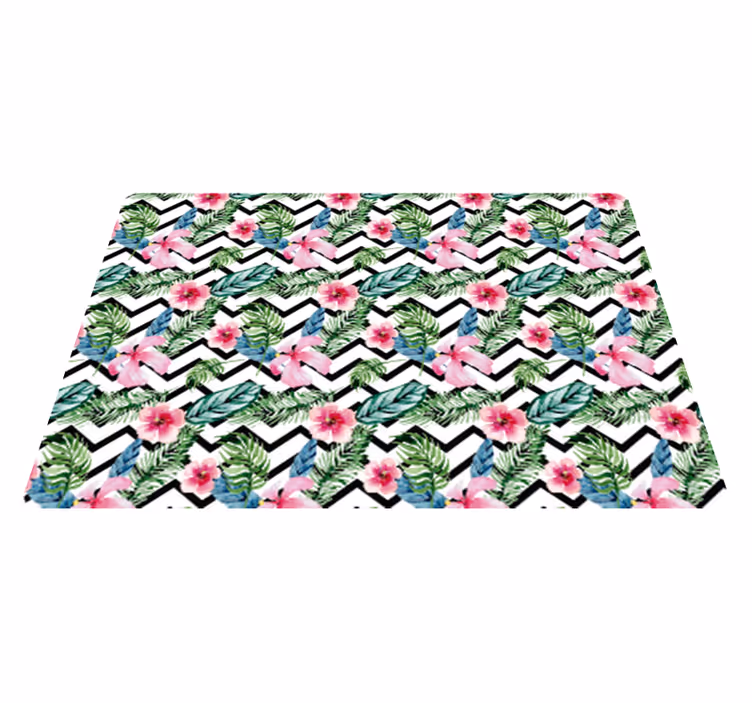 Vinyl rug flowers in green tropical zigzag - TenStickers
