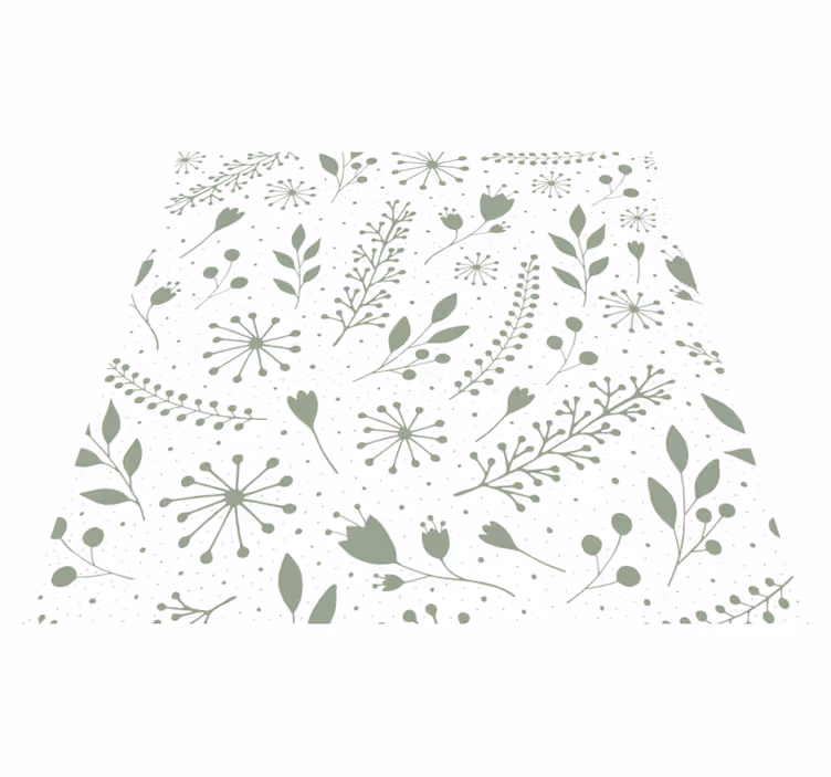 Vinyl rug flowers in sweet green leaf design - TenStickers