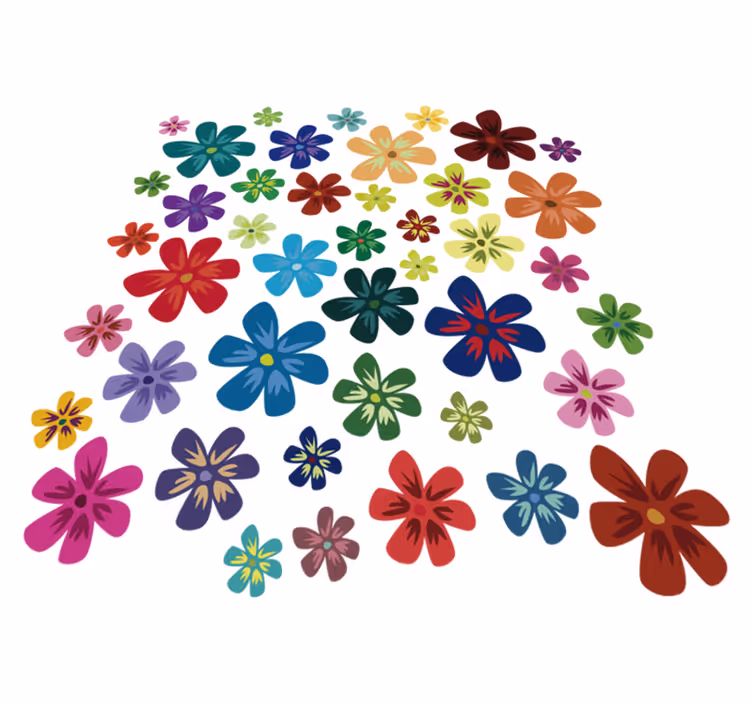 Vinyl rug flowers in colorful floral design - TenStickers