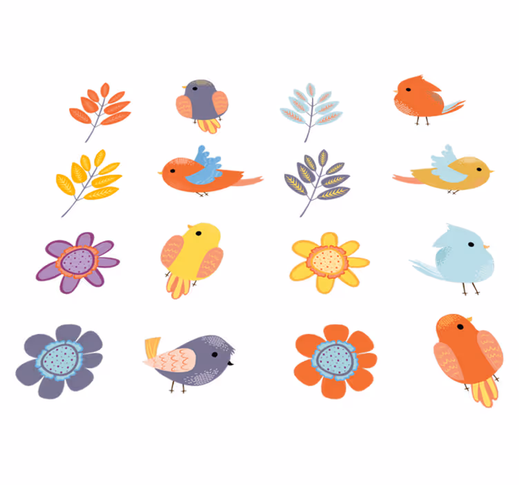 Vinyl rug flowers spring bird set - TenStickers