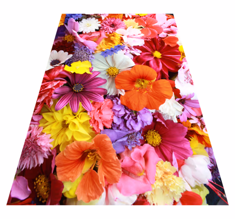 Vinyl rug flowers with a variety of colorful blooms - TenStickers
