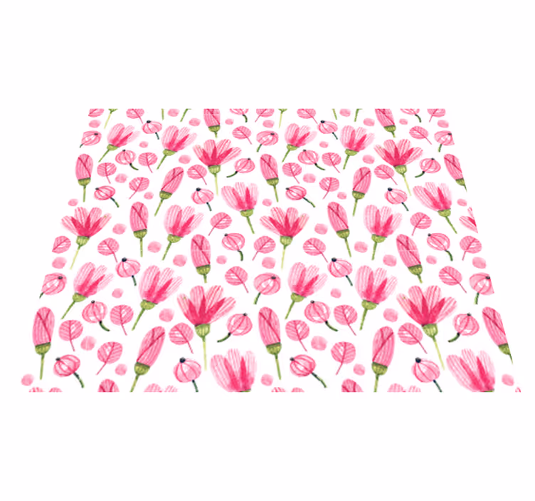 Vinyl rug flowers pink watercolor flowers - TenStickers
