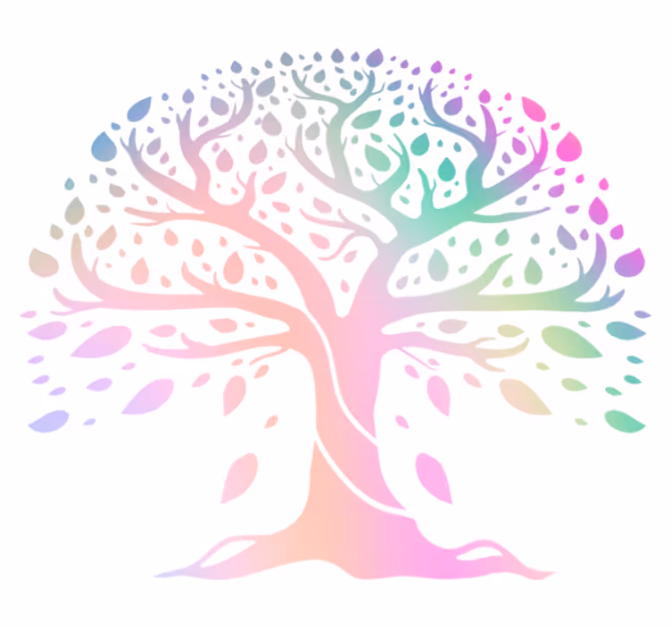 Vinyl rug flowers tree of life in rainbow colors - TenStickers