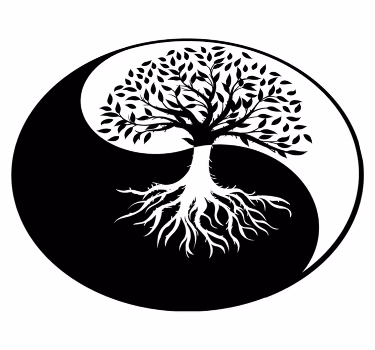 Vinyl rug flowers tree of life yin yang - TenStickers