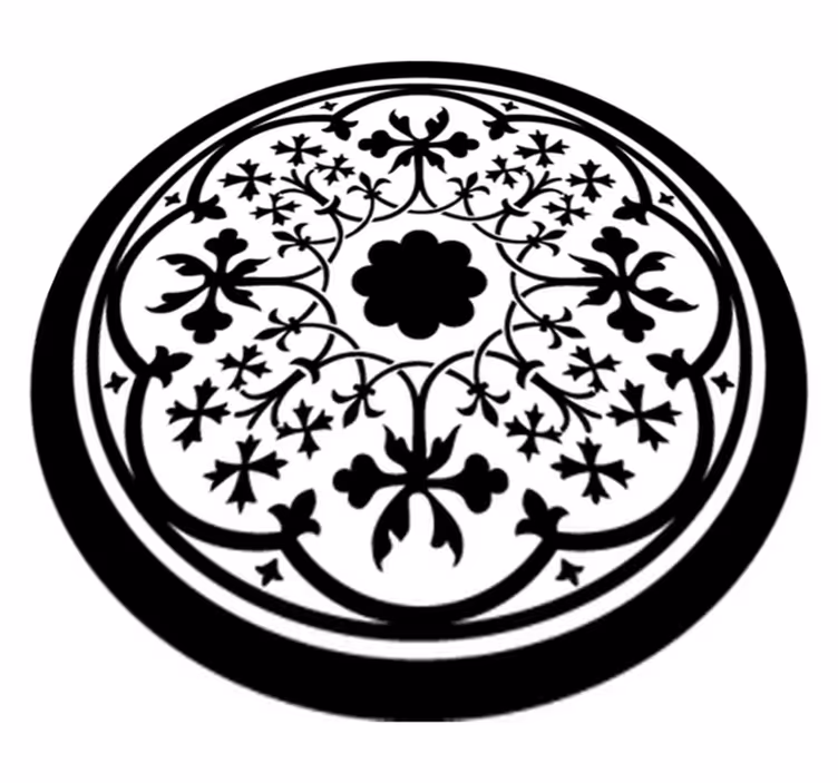 Vinyl rug flowers gothic rosette design - TenStickers