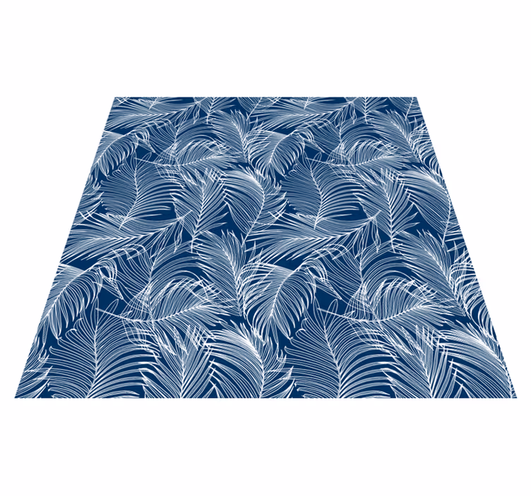 Vinyl rug flowers graceful blue leaves - TenStickers