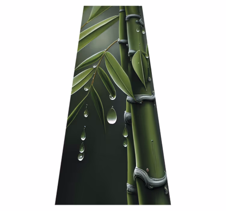 Vinyl rug flowers bamboo with drops - TenStickers