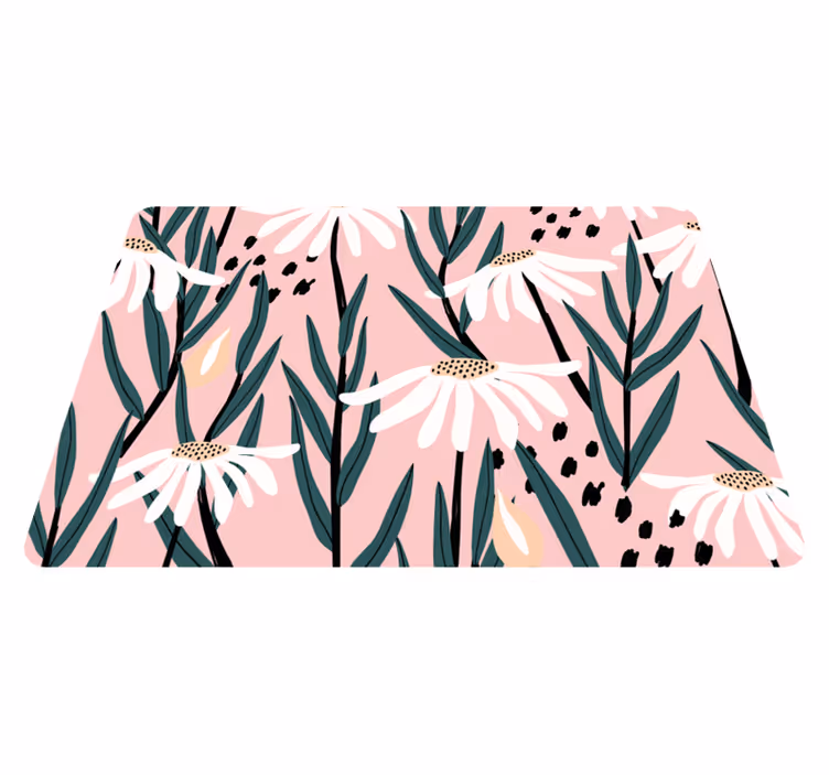 Vinyl rug flowers daisies on a pink background - TenStickers