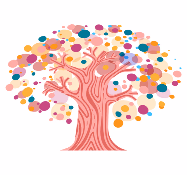 Vinyl rug flowers colorful tree silhouette - TenStickers