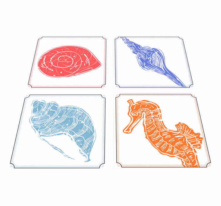 Vinyl rug flowers with ocean life designs - TenStickers