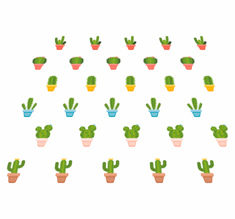 Vinyl rug flowers with cacti pattern design - TenStickers