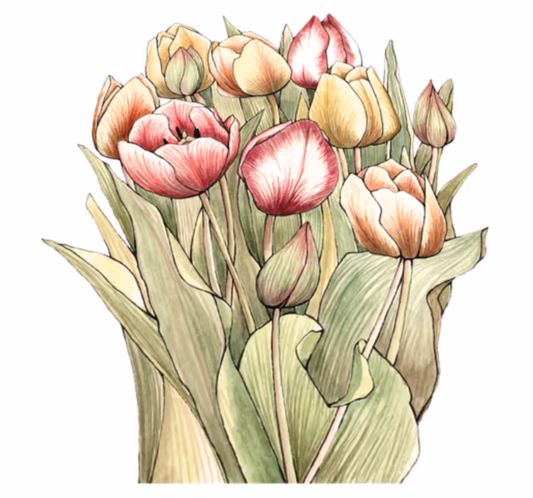 Vinyl rug flowers colorful tulip bouquet - TenStickers