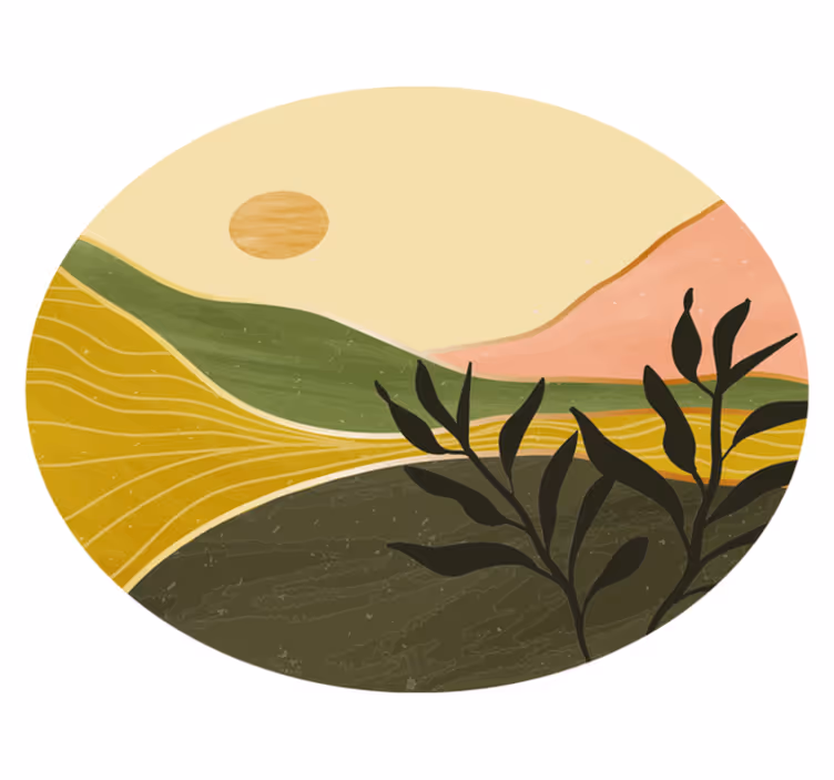 Vinyl rug flowers serene landscape design - TenStickers