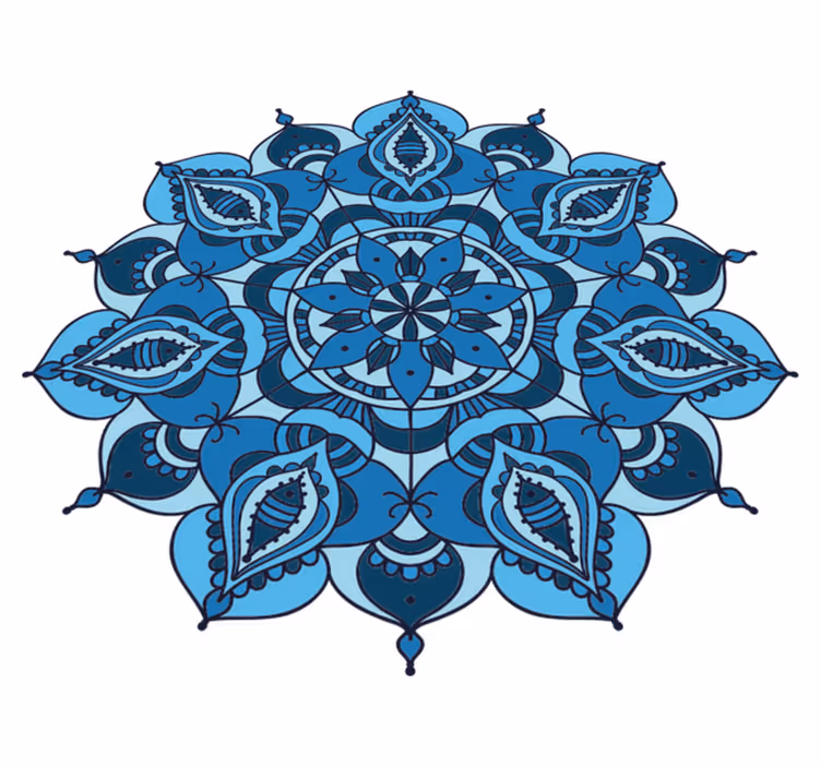 Vinyl rug flowers intricate blue mandala - TenStickers