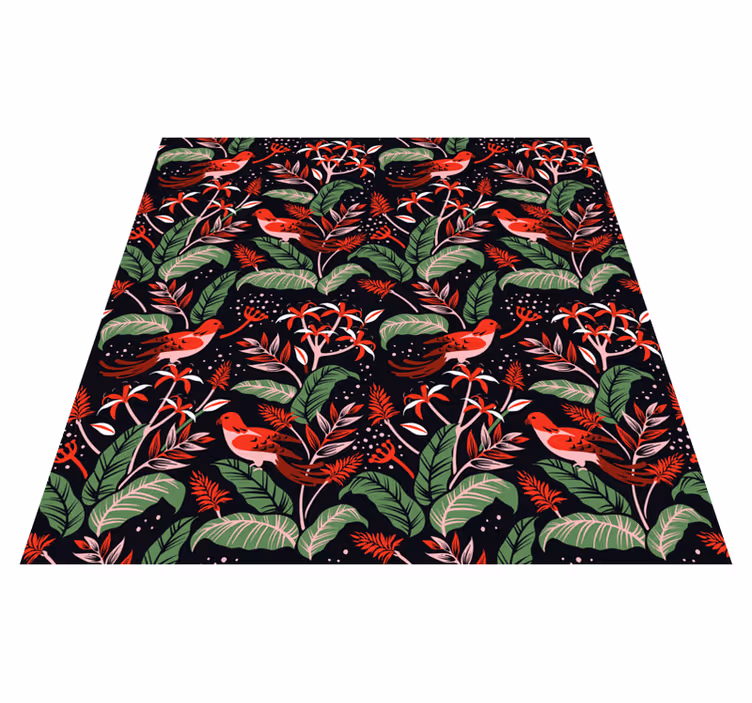 Vinyl rug flowers tropical floral design - TenStickers