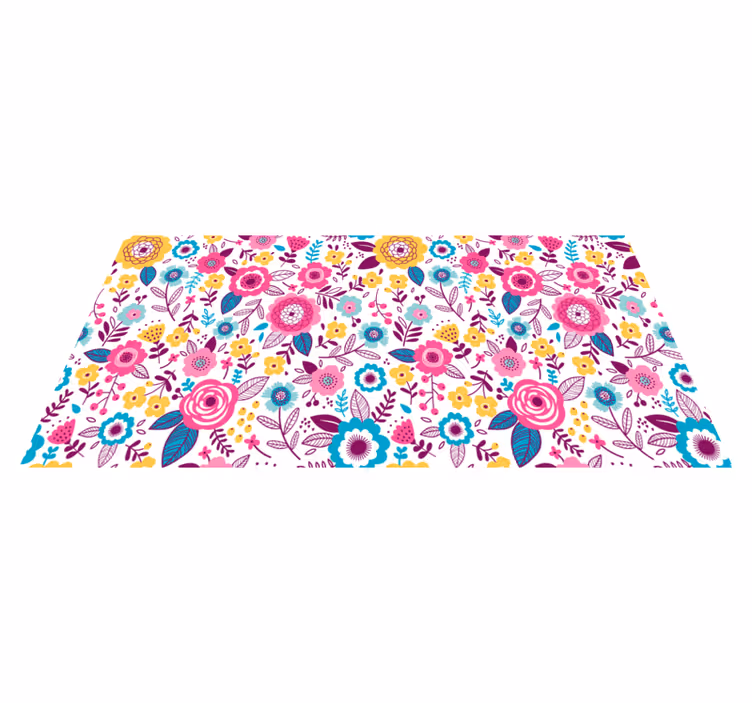 Vinyl rug flowers kallax pink blossoms - TenStickers