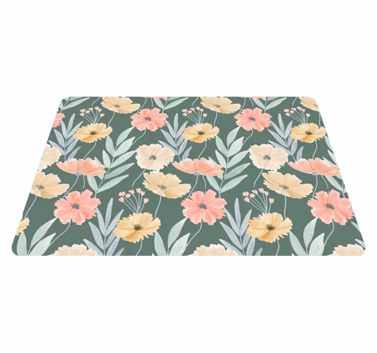 Vinyl rug flowers original watercolor floral design - TenStickers