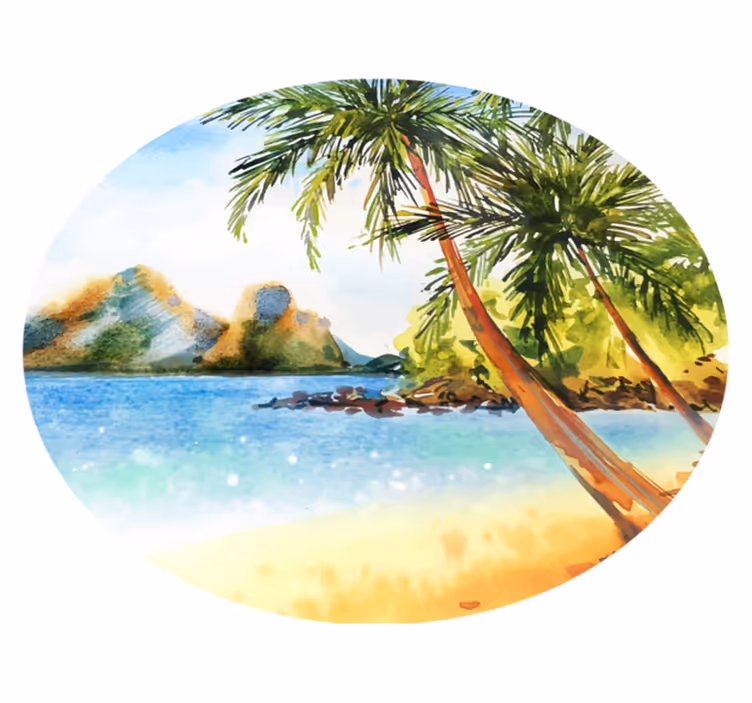 Vinyl rug flowers watercolor palms - TenStickers