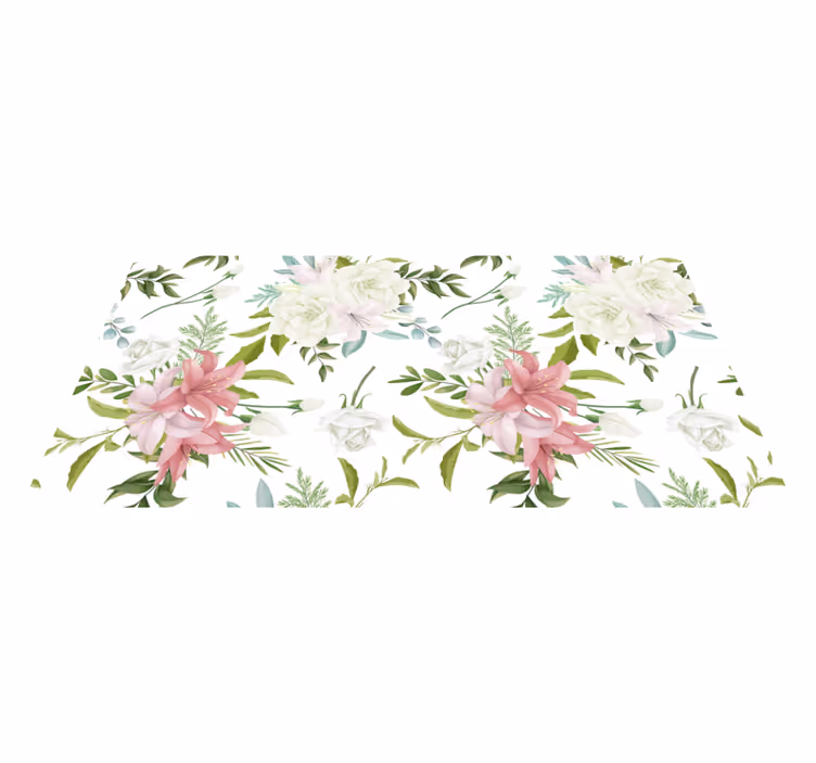 Vinyl rug flowers minimalistic garden design - TenStickers