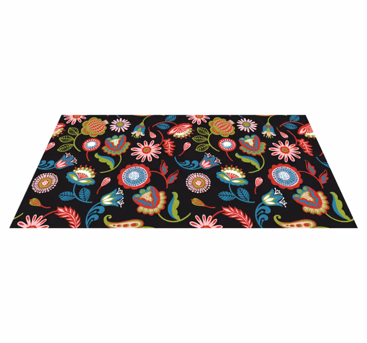 Vinyl rug flowers with vibrant folk design - TenStickers