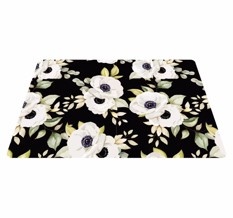 Vinyl rug flowers in elegant black design - TenStickers